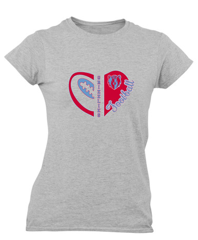 Ashland Grizzlies Heart Football Women's Premium SS T-Shirt