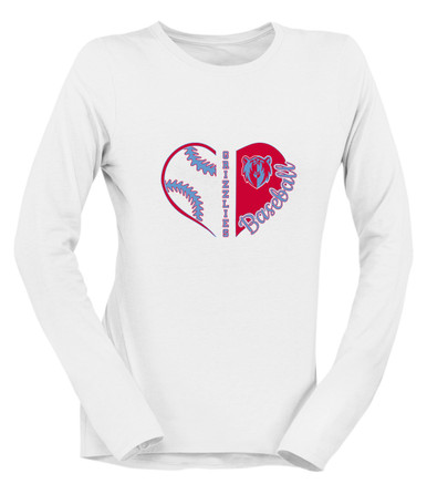 Ashland Grizzlies Heart Baseball Women's LS T-Shirt