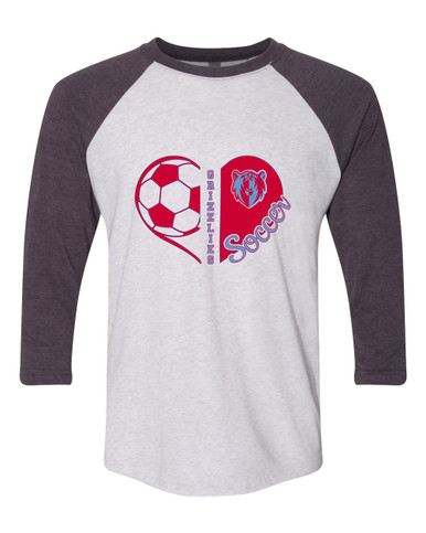 Ashland Grizzlies Heart Soccer Women's Baseball T-Shirt