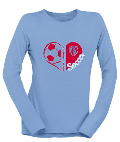 Ashland Grizzlies Heart Soccer Women's LS T-Shirt