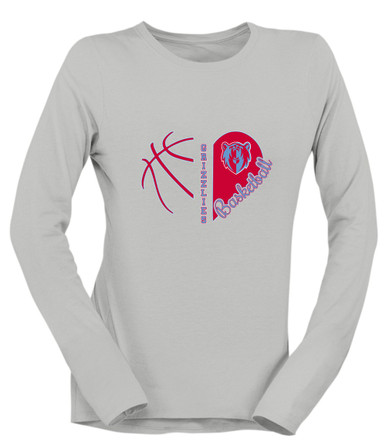 Ashland Grizzlies Heart Basketball Women's Premium LS T-Shirt
