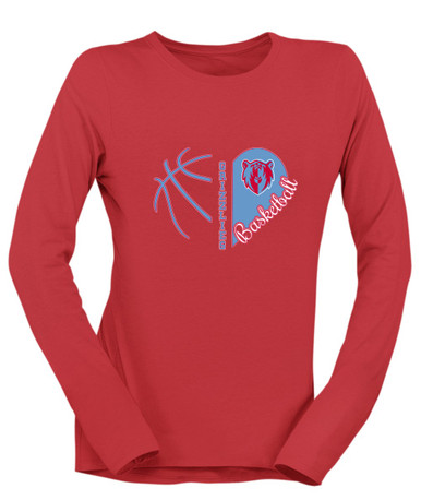 Ashland Grizzlies Heart Basketball Women's LS T-Shirt
