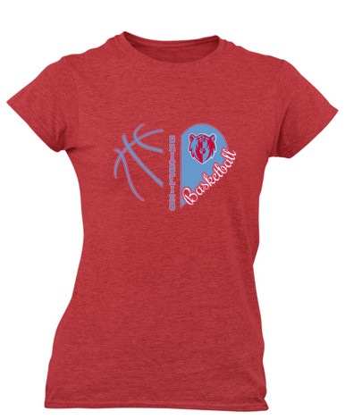 Ashland Grizzlies Heart Basketball Women's Premium SS T-Shirt