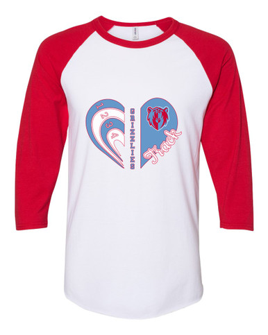 Ashland Grizzlies Heart Track Women's Baseball T-Shirt