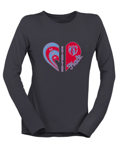 Ashland Grizzlies Heart Track Women's LS T-Shirt