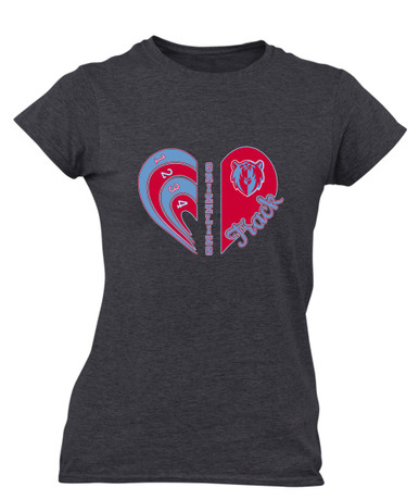Ashland Grizzlies Heart Track Women's Premium SS T-Shirt