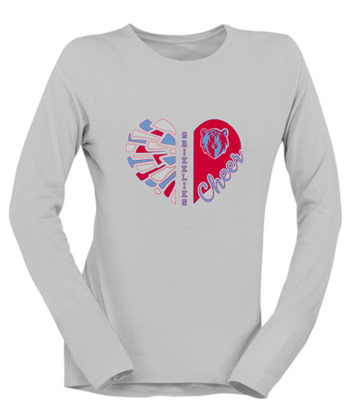 Ashland Grizzlies Heart Cheer Women's LS T-Shirt