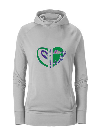 Waukegan Bulldogs Heart Football Women's Hoodie