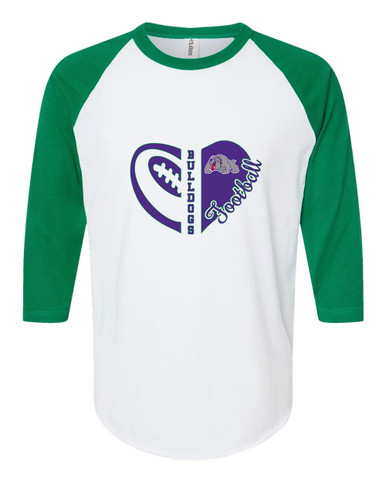 Waukegan Bulldogs Heart Football Women's Baseball T-Shirt