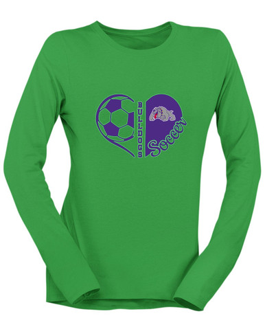 Waukegan Bulldogs Heart Soccer Women's LS T-Shirt