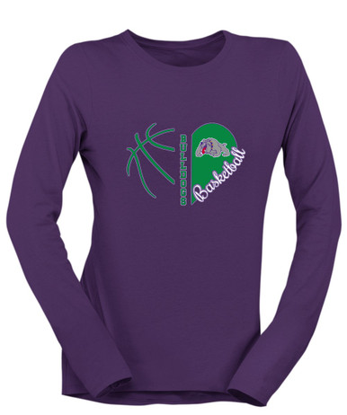 Waukegan Bulldogs Heart Basketball Women's LS T-Shirt