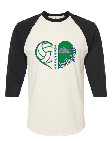 Waukegan Bulldogs Heart Volleyball Women's Baseball T-Shirt