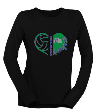 Waukegan Bulldogs Heart Volleyball Women's LS T-Shirt