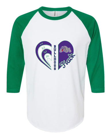Waukegan Bulldogs Heart Track Women's Baseball T-Shirt