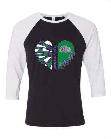 Waukegan Bulldogs Heart Cheer Women's Baseball T-Shirt