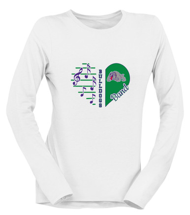 Waukegan Bulldogs Heart Band Women's LS T-Shirt