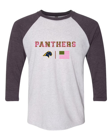 O'Fallen Panthers Pink Camo Flag Women's Baseball T-Shirt