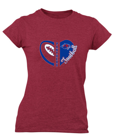 Bullard Panthers Heart Football Women's SS T-Shirt