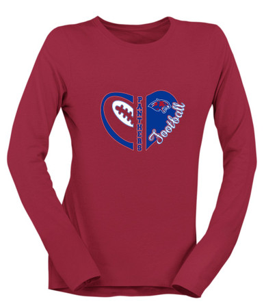 Bullard Panthers Heart Football Women's Premium LS T-Shirt