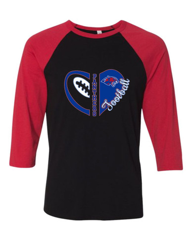 Bullard Panthers Heart Football Women's Baseball T-Shirt