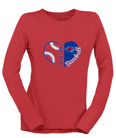 Bullard Panthers Heart Baseball Women's LS T-Shirt