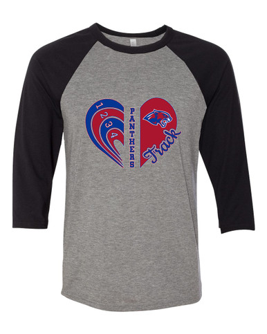Bullard Panthers Heart Track Women's Baseball T-Shirt