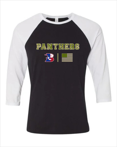Bullard Panthers B Script Camo Flag Women's Baseball T-Shirt