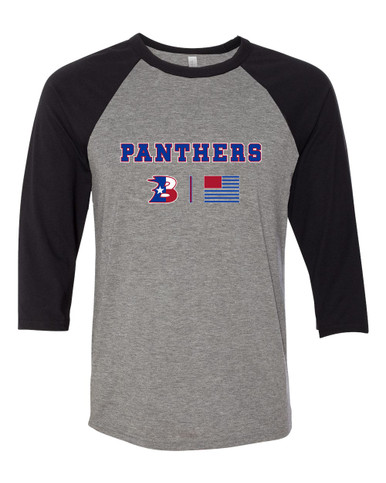 Bullard Panthers B Script Team Colors Flag Women's Baseball T-Shirt
