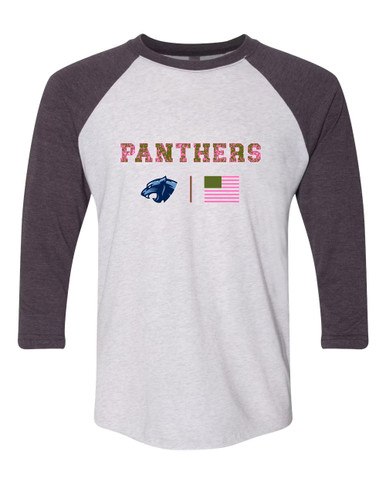 Potomac Panthers Pink Camo Flag Women's Baseball T-Shirt