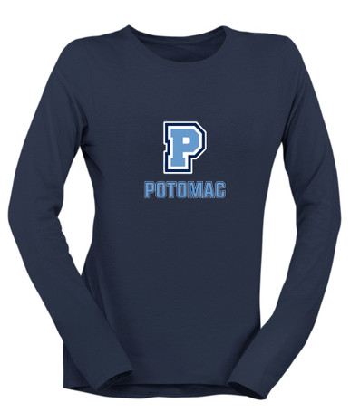 Potomac Panthers P Script Mascot #2 Women's LS T-Shirt