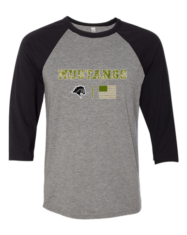 Houston Mustangs Camo Flag Men's Baseball T-Shirt