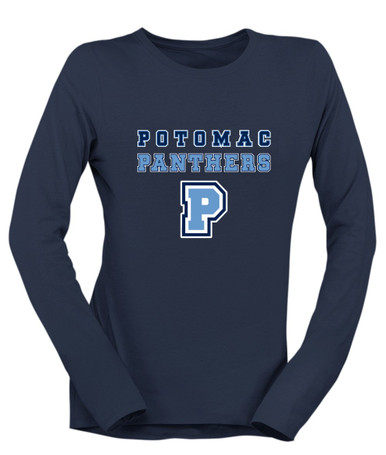 Potomac Panthers P Script Spirit Women's LS T-Shirt