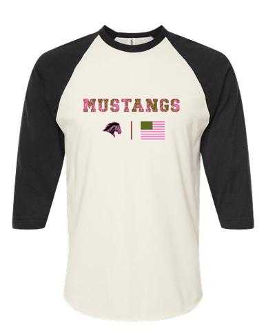 Houston Mustangs Pink Camo Flag Women's Baseball T-Shirt
