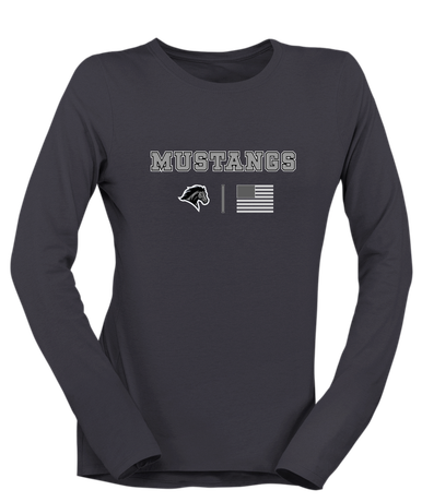 Houston Mustangs Team Colors Flag Women's LS T-Shirt