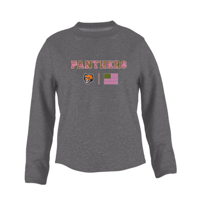 North Pitt Panthers Pink Camo Flag Women's Sweatshirt