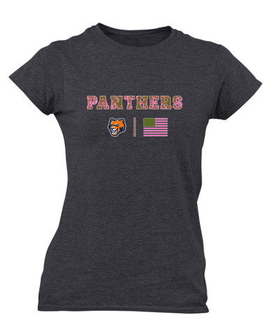 North Pitt Panthers Pink Camo Flag Women's Premium SS T-Shirt