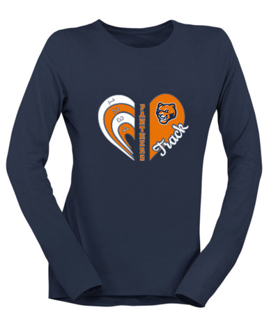 North Pitt Panthers Heart Track Women's LS T-Shirt