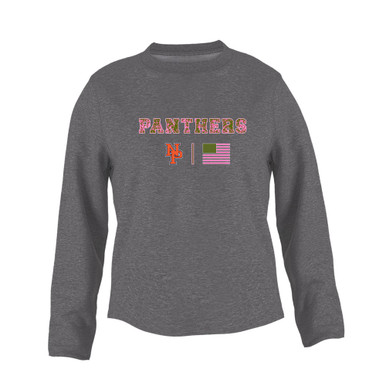 North Pitt Panthers NP Script Pink Camo Flag Women's Sweatshirt