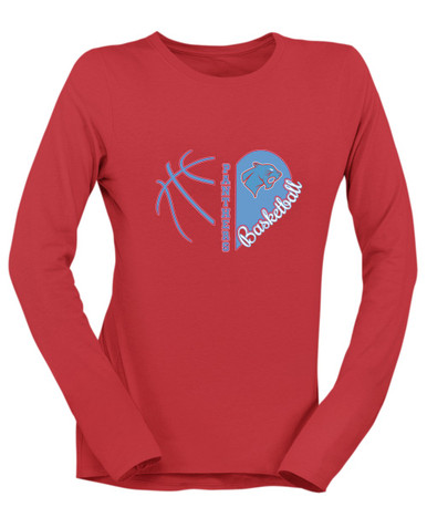 Brainerd Panthers Heart Basketball Women's LS T-Shirt