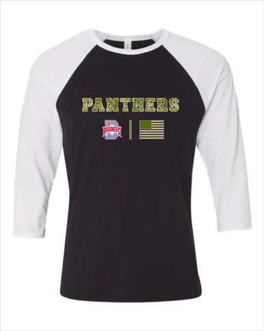 Brainerd Panthers B Script Camo Flag Women's Baseball T-Shirt