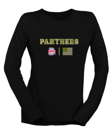 Brainerd Panthers B Script Camo Flag Women's LS T-Shirt