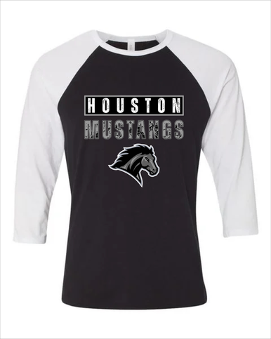 Houston Mustangs Mascot #9 Women's Baseball T-Shirt