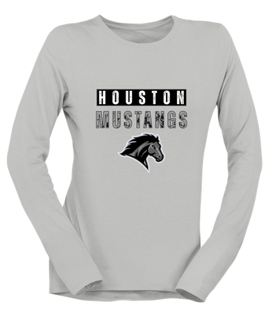 Houston Mustangs Mascot #9 Women's Premium LS T-Shirt