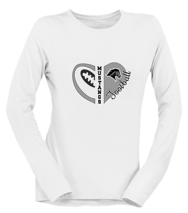 Houston Mustangs Heart Football Women's LS T-Shirt