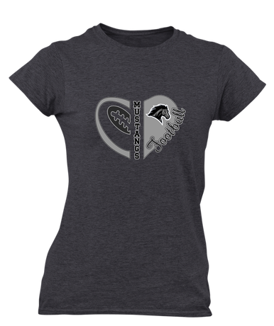 Houston Mustangs Heart Football Women's SS T-Shirt