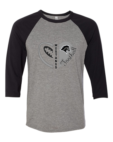 Houston Mustangs Heart Football Women's Baseball T-Shirt