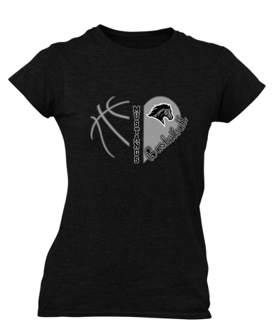 Houston Mustangs Heart Basketball Women's SS T-Shirt