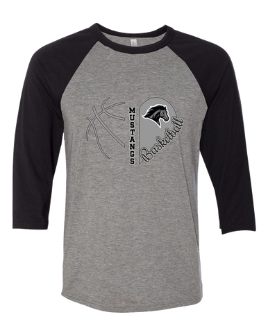 Houston Mustangs Heart Basketball Women's Baseball T-Shirt