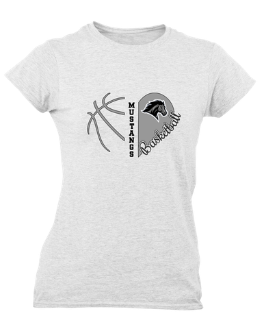 Houston Mustangs Heart Basketball Women's Premium SS T-Shirt