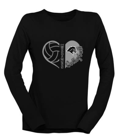 Houston Mustangs Heart Volleyball Women's LS T-Shirt